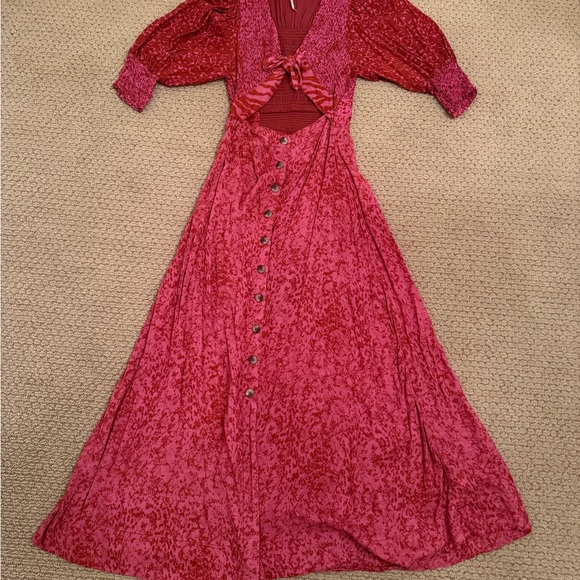 Elegant Free People Red Button-Down Maxi Dress - Picture 5 of 9